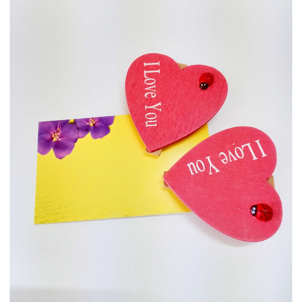 I Love You คลิปไม้รูปหัวใจ
