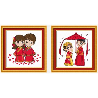 ชุดปักครอสติชพิมพ์ลาย ลายคู่รัก แต่งงาน (Wedding couple Cross stitch kit)