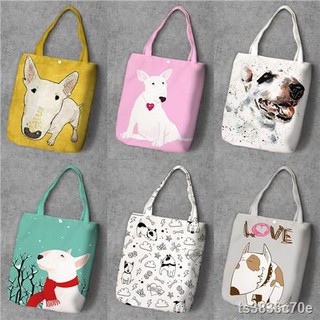 กระเป๋าเป้แพคเกจ✵♨กระเป๋าช้อปปิ้ง Bull Terrier Colosseum American Bulldog Shoulder Bag Student Canvas