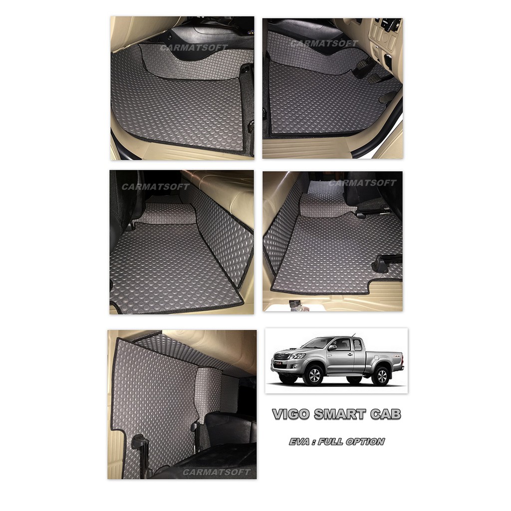 พรมปูพื้นรถยนต์ TOYOTA VIGO 4 ประตู2005-2014 กระดุมยางEVA 5-6มิล (พื้นเรียบ+ตีนตุ๊กแก)