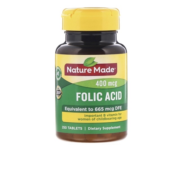 Nature Made, Folic Acid, 400 mcg, 250 Tablets