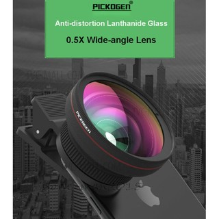 พร้อมส่ง PICKOGEN Lens 3in1 Fisheye + 0.5X 4K Wide Angle + Macro Camera Lens Kit for  Smartphones &amp; Tablet Pc - Black