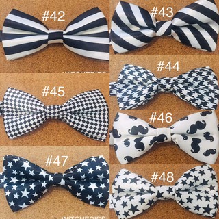 (พร้อมส่ง) โบว์หูกระต่าย สำหรับชุดทัดซิโด้ เสื้อสูทหรือ สำหรับออกงาน ผ้าซาตินลายสวยงาม #42 - #57