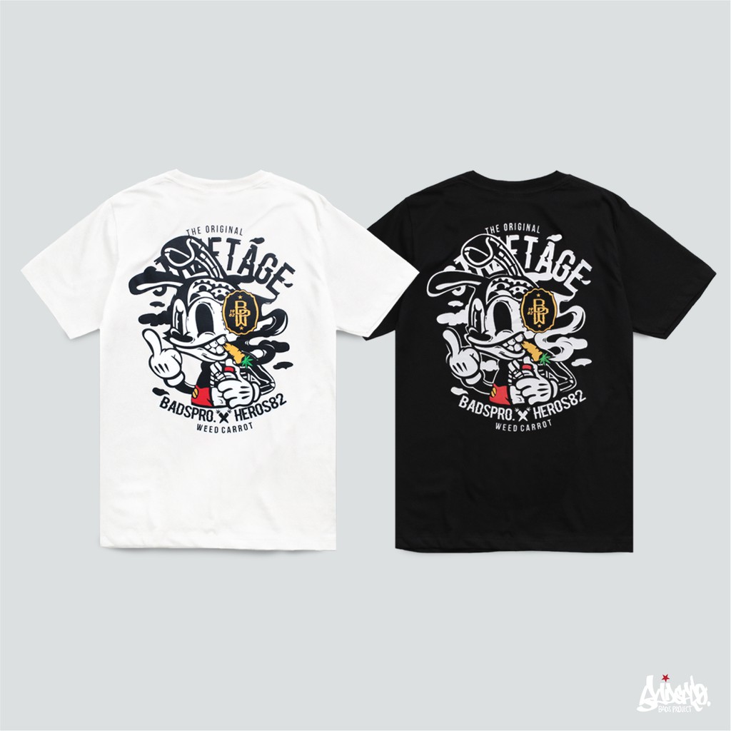 Just Say Bad ® เสื้อยืด รุ่น Mickey Rabbit ดำ ขาว ( ลิขสิทธิ์แท้ ) แขนสั้น แนวสตรีท เสื้อยืดผู้ชาย หญิง M L XL 2XL TS