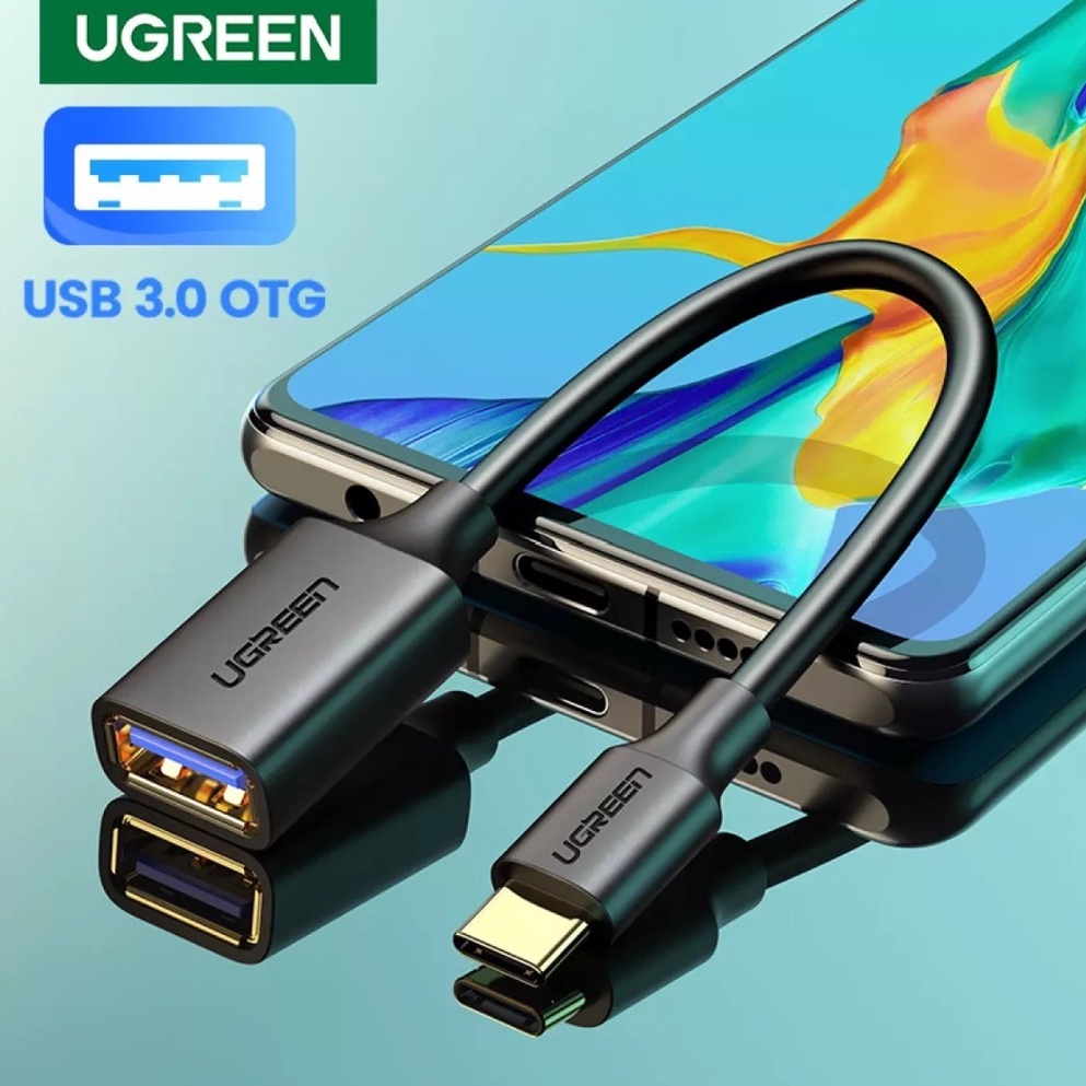 UGREEN รุ่น 30701 อะแดปเตอร์ Type-C เป็น USB 3.0 OTG สายยาว 15ซม วัสดุ TPE โอนข้อมูลเร็วถึง 5Gbps รองรับ Andriod และ IOS