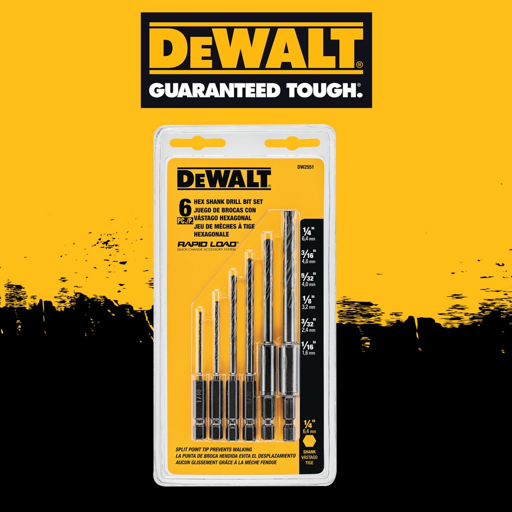 Dewalt DW2551 ดอกสว่านก้าน 6 เหลี่ยม ดอกสว่านก้านhex HEX SHANK DRILL