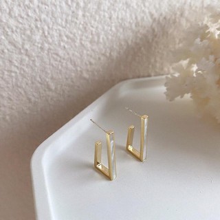 Lalaling - Simple Korean Shell hoop Earrings