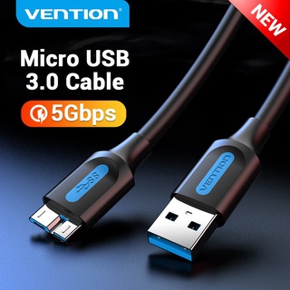 Vention สายเคเบิล Micro B USB 3.0 ความเร็วสูง 5Gbps ชาร์จเร็ว 3A ซิงค์ข้อมูล สําหรับฮาร์ดดิสก์ภายนอก ชาร์จโทรศัพท์มือถือ