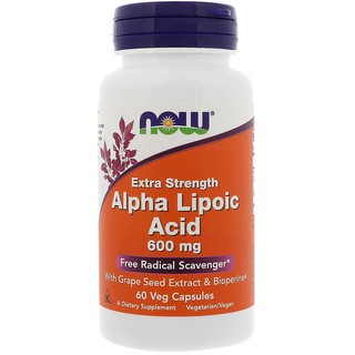 พร้อมส่ง!!! Now Foods, Alpha Lipoic Acid, Extra Strength, 600 mg, 60 Veg Capsules