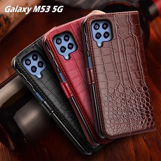 เคสโทรศัพท์หนังจระเข้ แบบฝาพับแม่เหล็ก พร้อมช่องใส่บัตร สําหรับ Samsung Galaxy M53 5G