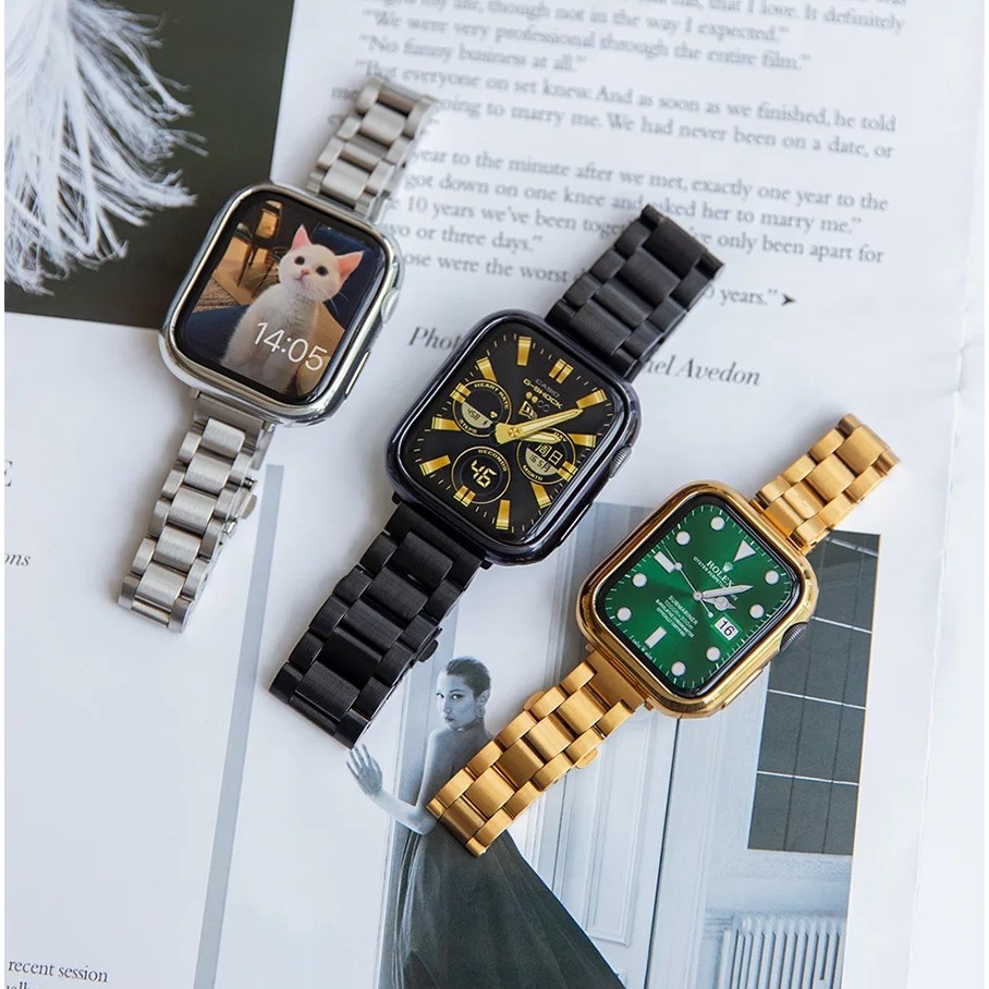 Case+strapUltra Fine สายโลหะสแตนเลสสําหรับ iwatch Series Ultra 10 9 S8 7 6 SE 5 4 ธุรกิจแฟชั่นสายโลหะสําหรับนาฬิกา Band 49 มม.46 มม.41 มม.45 มม.42 มม.44 มม.40 มม.38 มม.