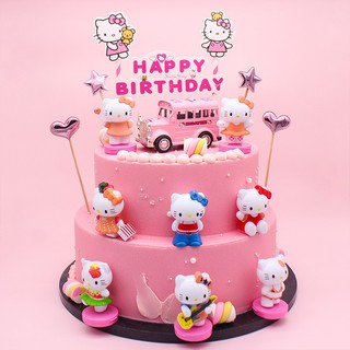 6 ชิ้น Hello Kitty ตกแต่งเค้กการ์ตูนแมวเค้ก Topper เด็กอุปกรณ์งานเลี้ยงวันเกิดเด็กผู้หญิงของขวัญของเล่น