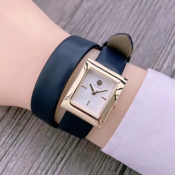 TORY BURCH สตอรี เบิร์ช หรูหราหนังผู้หญิงนาฬิกาควอตซ์ลําลองแฟชั่นสายยาวนาฬิกาข้อมือ