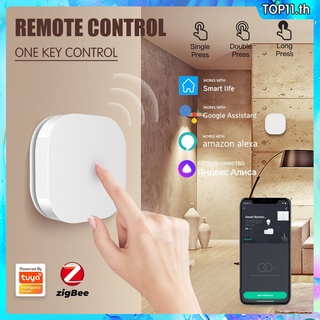 Tuya Zigbee Smart Button Switch รีโมทคอนโทรลแบบไร้สายหนึ่งปุ่มสถานการณ์อัตโนมัติหลายฉาก