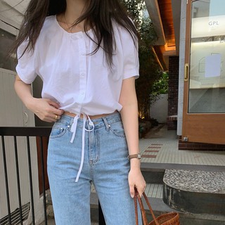 พร้อมส่ง 🐻 casual white crop C920 เสื้อครอปขาว เสื้อครอป