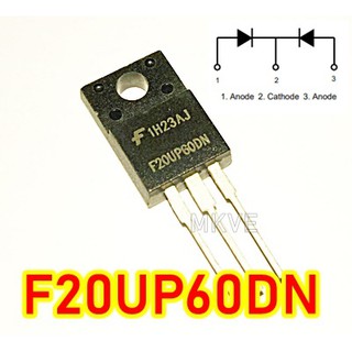 (1ตัว) F20UP60DN , DIODE 20A 600V TO220F-3L Ultrafast Rectifier (รหัสสินค้า M01364)