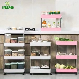 HANGROO I029 (พร้อมส่ง) ชั้นวางของมีล้อเลื่อน วางของในที่แคบ พลาสติก อเนกประสงค์ พร้อมตะขอ