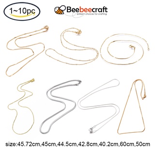 Beebeecraft สร้อยคอโซ่ สเตนเลส 304 พร้อมตะขอก้ามปู สีทอง (45~46.5 ซม.) 1-10 ชิ้น