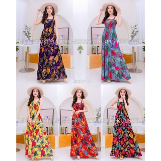 #SD012 #สายเดี่ยวลายใบไม้หลากพันธุ์ Maxi dress  แมกซี่เดรสลายขายดีอมตะ สายเดี่ยวอกใส่ยางดึงสม้อค ใส่แล้วเพรียวสูง