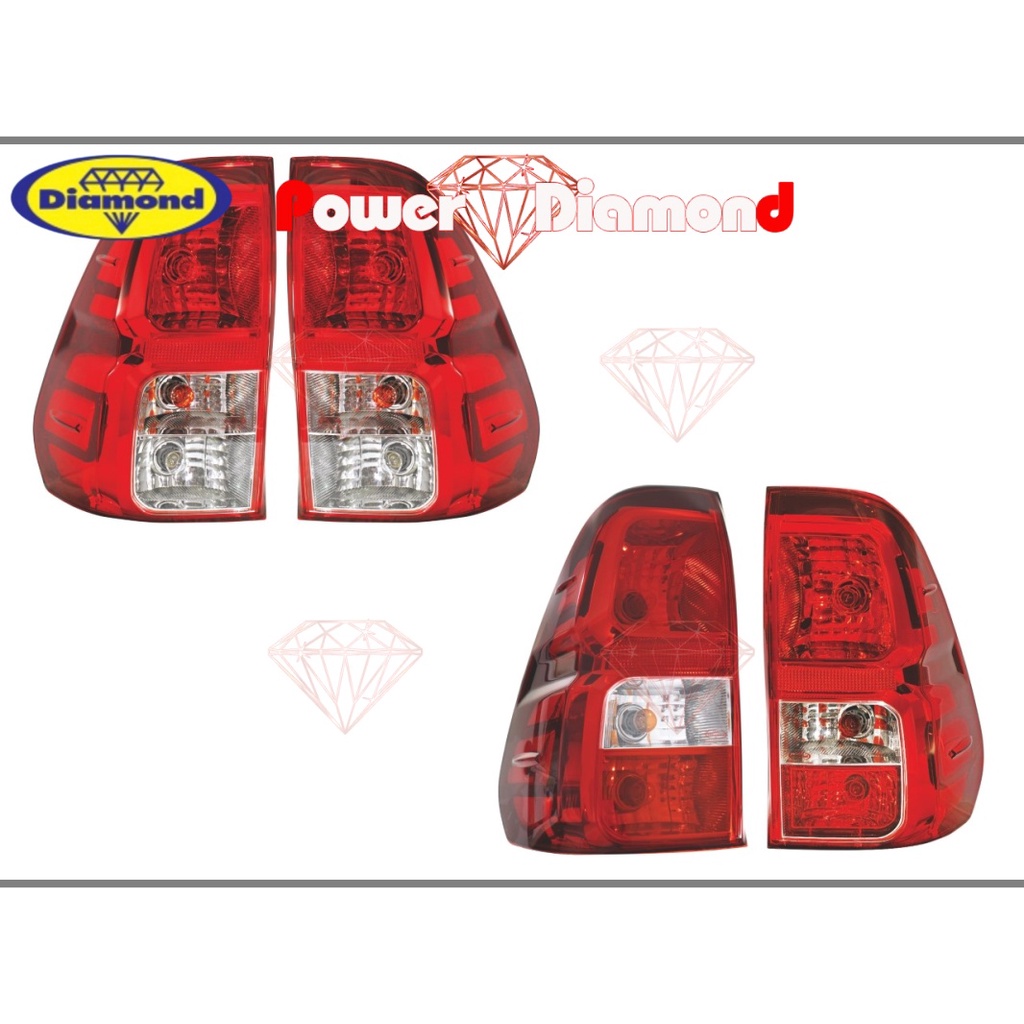 ไฟท้าย Revo 2015 - 2024 เสื้อไฟท้าย โคมไฟท้าย Toyota hilux โตโยต้า รีโว่ รีโว้ รุ่นไฟถอยขาว ตราเพชร ไดมอนด์ Diamond