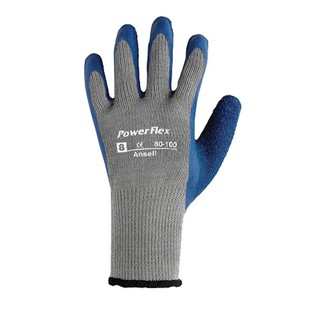 ถุงมือผ้าเคลือบยาง Latex ANSELL PowerFlex 80-100 ANSELL PowerFlex 80-100 Latex Coated Fabric Gloves