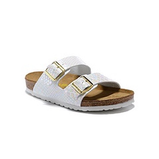 Birken Birkenstock รองเท้าแตะ พื้นแบน พิมพ์ลายงู สําหรับผู้ชาย และผู้หญิง