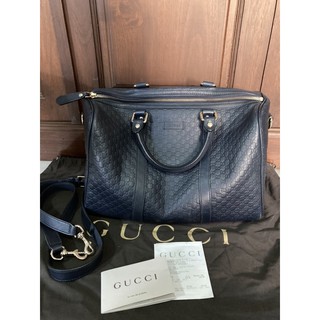 กระเป๋าถือ Gucci Leather Medium Boston Bag ทรงหมอน พร้อมสายสะพาย