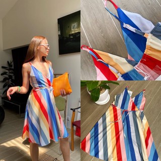 💫New💫(พร้อมส่ง) Rainbow Dress ชุดเดรสสายเดี่ยว