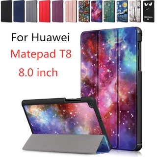 เคสแท็บเล็ตหนัง Pu สีพื้นสําหรับ Huawei Matepad T8 8 . 0 นิ้ว