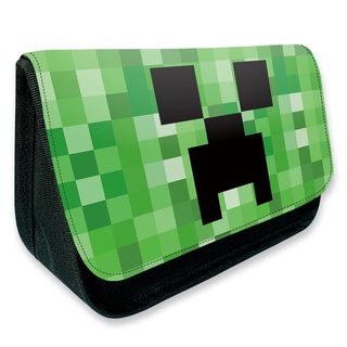 Minecraft Enderman Creeper กล่องเก็บดินสอ ผ้าแคนวาส มีซิป ทรงสามเหลี่ยม ลายการ์ตูน สําหรับเด็กนักเรียน