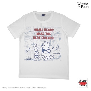 Tee เสื้อยืดสีพื้น เสื้อแตงโม (SUIKA) - เสื้อยืด Disney ลาย Winnie the Pooh สีขาว  ( DPH.O-003 )