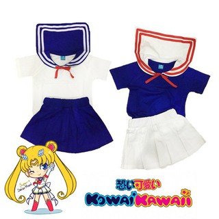 SET ชุดเซ็ต kawaii salior setเสื้อทรงกะลาสีกุ้นแถบ พร้อมโบว์จิ๋วด้านหน้า + กระโปรงน่ารักๆ