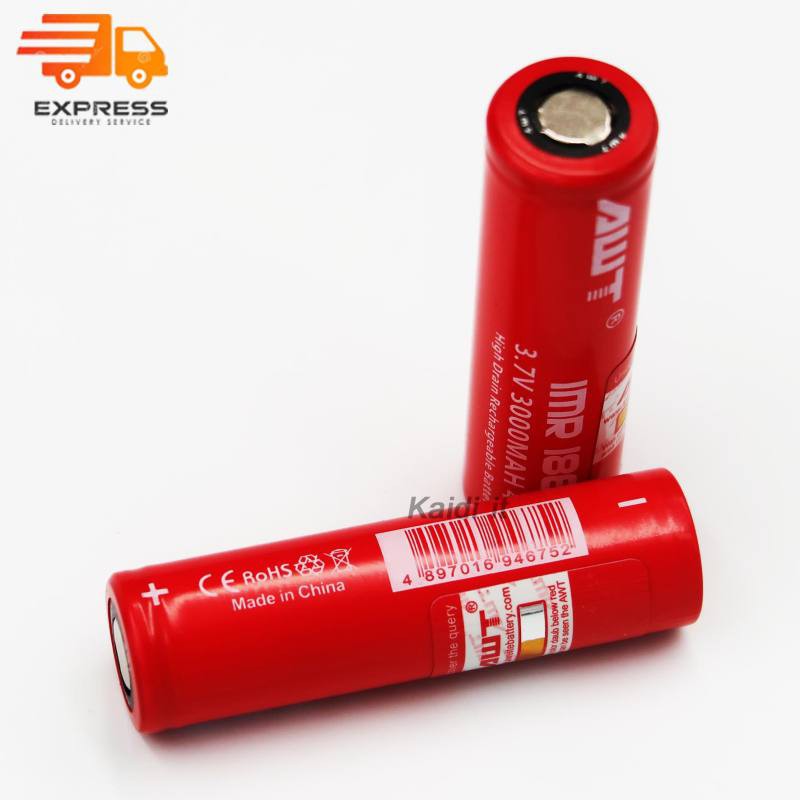 (สีแดง) 2 ก้อน ถ่านชาร์จ 18650 IMR 40A 3000mAh 2 ก้อน High Drain Rechargeable Battery