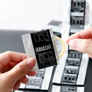 Hayashi 003 ถุงยางอนามัย ฮายาชิ แบบบางพิเศษ ขนาด 52 มม. บาง 0.03 มม. (กล่อง 10 ชิ้น)