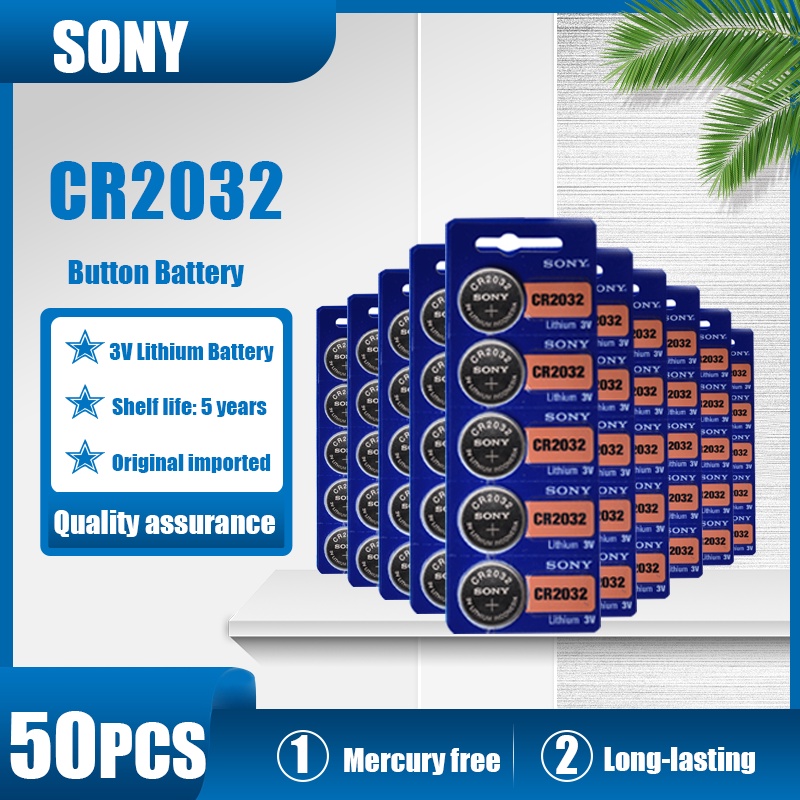 50PCS Original Sony 3V CR2032 CR 2032 DL2032 ECR2032 5004LC KCR2032 BR2032 Button Battery For Watch 
