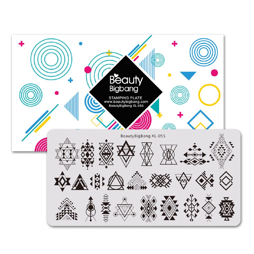 Beautybigbang xl-55 Rectangle Geometry Stamping Template Geometric Pattern Manicure Nail Art Stamp Image Plate