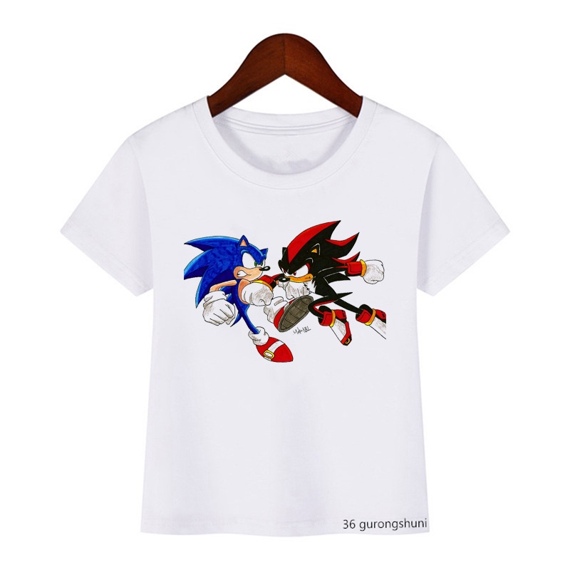 เสื้อยืดแขนสั้น พิมพ์ลายการ์ตูนอนิเมะ Sonic the Hedgehog 2 แฟชั่นฤดูร้อน สําหรับเด็กผู้ชาย