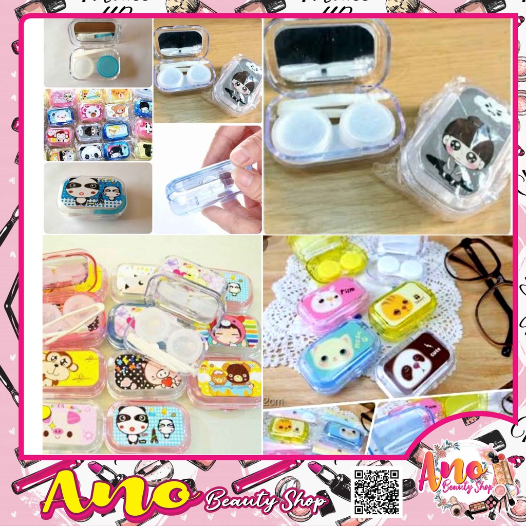 ตลับ บิกอาย มีกระจก  มีทีคีบ big eye box ลายการ์ตูน กล่องใส่คอนแทก