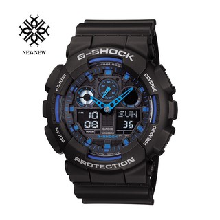 G-Shock รุ่น GA-100-1A2 สีดำหน้าน้ำเงิน ของแท้ ประกัน CMG 1ปี