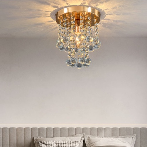 แขวนโคมไฟเพดานคริสตัลสำหรับตกแต่งบ้านห้องนั่งเล่นห้องนอนโคมไฟในร่มทางเดินเข้าทางเดินแสงสีทองสีเงิน - รูปที่ 3