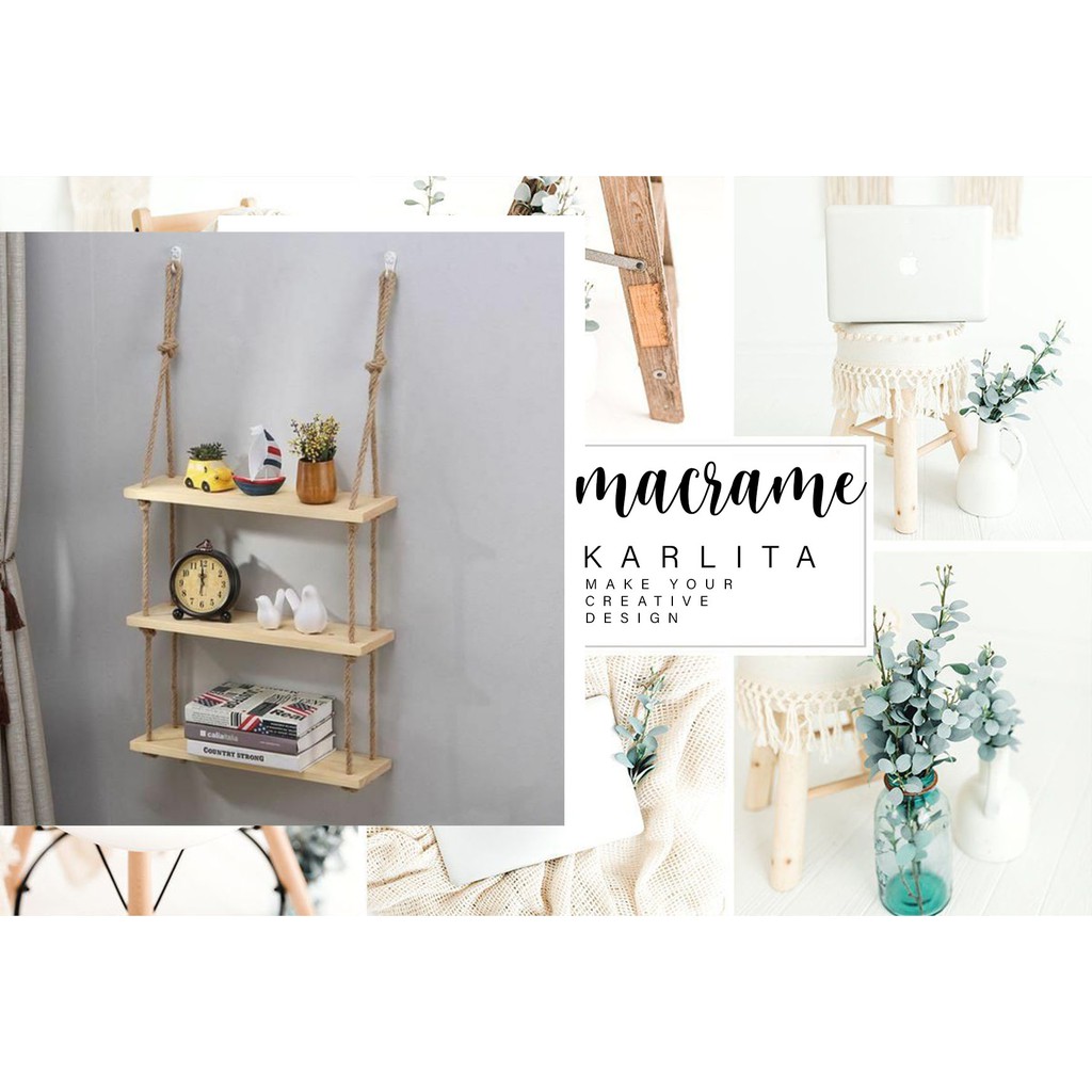 MACRAME WOODEN SHELF 046b