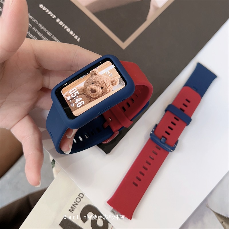 ใหม่ สายนาฬิกาข้อมือสมาร์ทวอทช์ Huawei Watch Fit ผสมสี พร้อมเคสซิลิโคน ฝาครอบป้องกัน Huawei Fit Watch Band