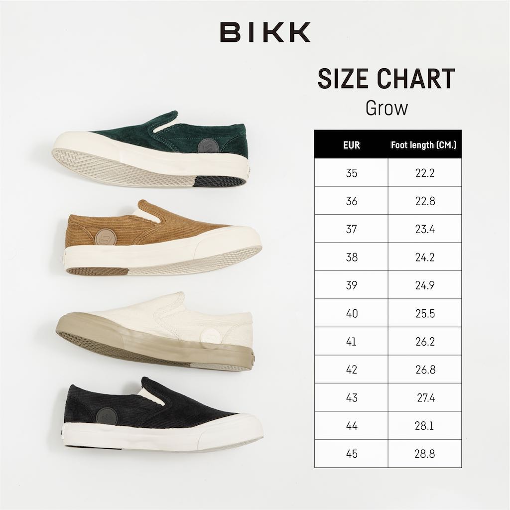BIKK - รองเท้าผ้าใบ รุ่น "Grow" Corduroy Slip-On Sneakers Size 36-45