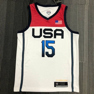 เสื้อกีฬาแขนกุด ลายทีม Olympic NBA Jersey USA Suns No.15 Booker โอเวอร์ไซซ์ สไตล์คลาสสิก สําหรับผู้ชาย และผู้หญิง 2022