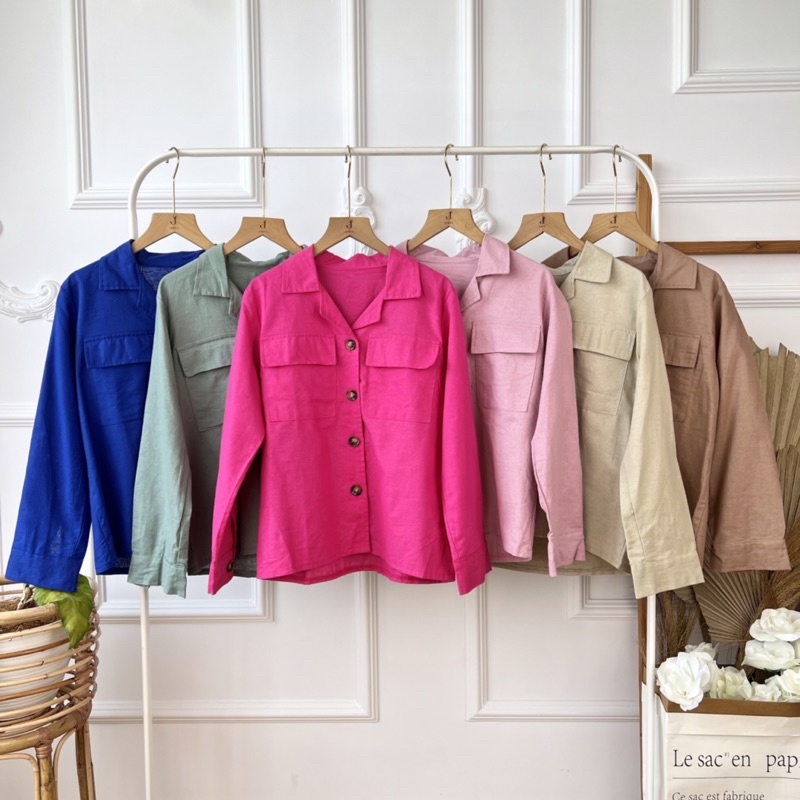 KEMEJA [WHOLESALE] JR809 - LINEN OUTER SHIRT (6pcs @ Rp. 65,000)