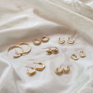 Twisted.gold Hoop earrings Collection ต่างหูห่วง ต่างหูทอง เงินแท้ 92.5% ผิวแพ้ง่ายใส่ได้