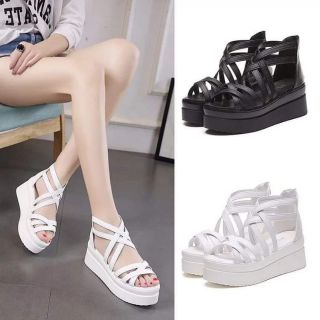 พร้อมส่ง!! รองเท้าส้นตึก รัดส้น สูง7cm. Size 35-40