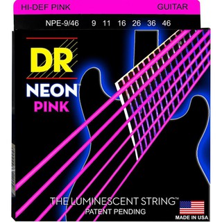 สายกีต้าร์ไฟฟ้าเคลือบเรืองแสงสีชมพู DR Strings รุ่น NEON™ PINK Coated Electric Guitar Light