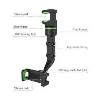 รุ่นใหม่ ที่ยึดมือถือในรถ360องศา หนีบกระจกมองหลัง สามารถหนีบกล้องหน้ารถหรือมือถือได้ หนีบขอบโต๊ะ ปรับได้หมุนได้