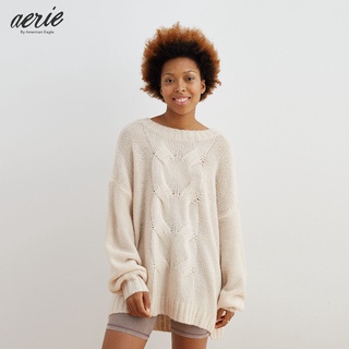 Aerie Oversized Happy Place Cable Sweater เสื้อ สเวตเตอร์ ผู้หญิง โอเวอร์ไซส์ (AAP 078-1577-172)